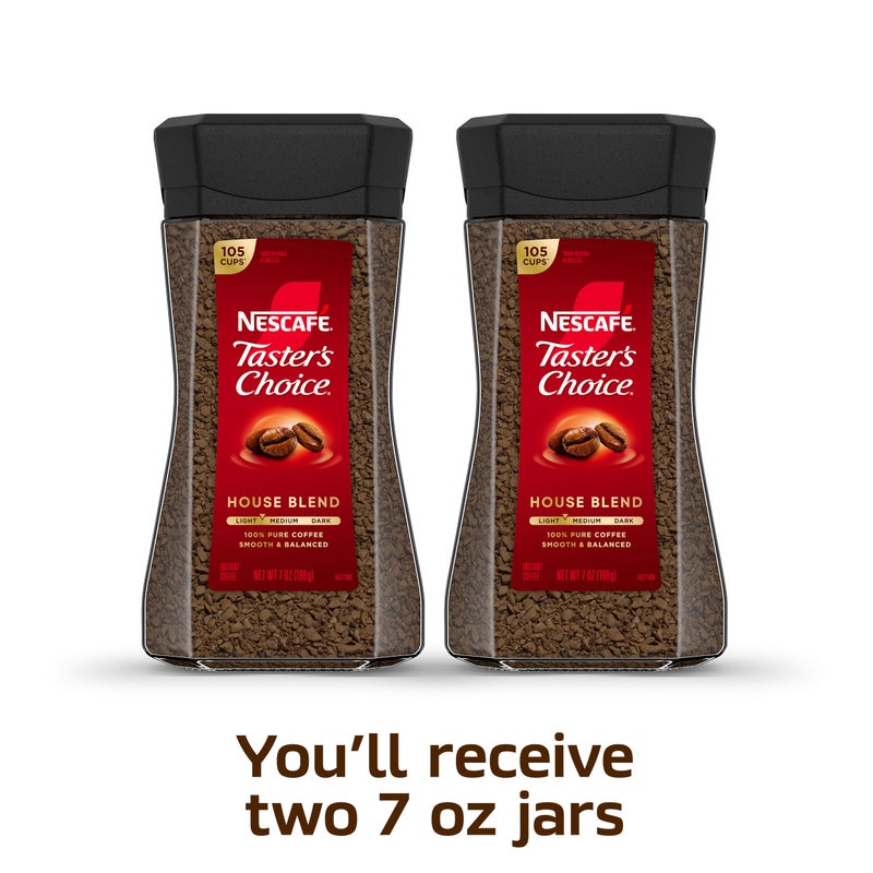 NESCAFÉ Taster's Choice Instant Coffee, Light Medium Roast, House Blend, 2 Jars (7 Oz Each) - Image 2
